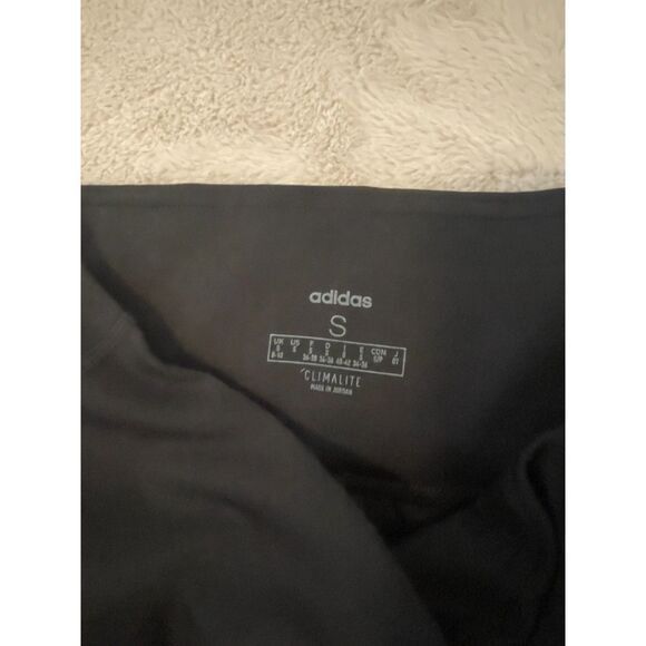 Adidas Climalite Women's Size Small Athletic Leggings Black/ White 3 Stripes new - Picture 2 of 7